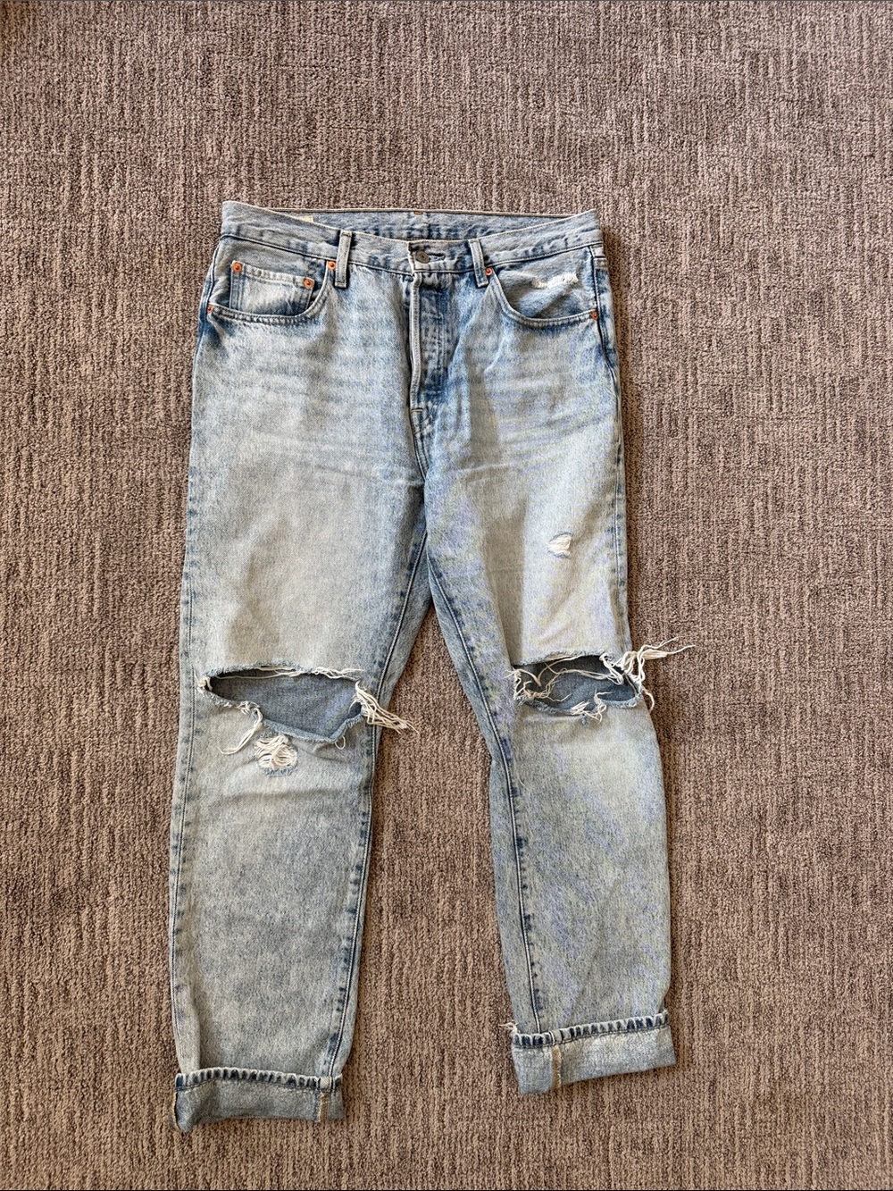 Levi's Light Blue Ripped Boyfriend Jeans